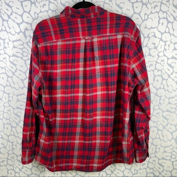 Eddie Bauer Red Plaid Button Front Flannel XL - Picture 2 of 8